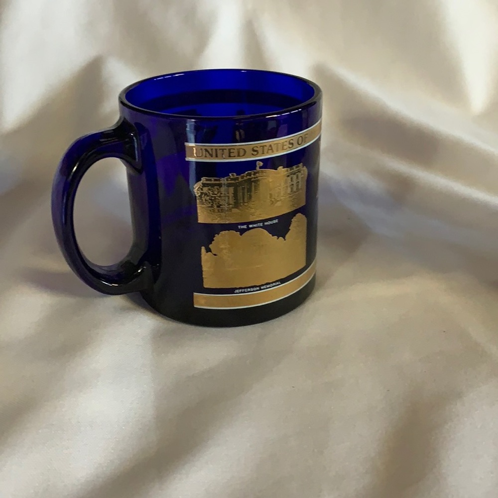 WASHINGTON, DC MONUMENTS AND MEMORIALS GLASS COFFEE MUG/CUP - made in. USA